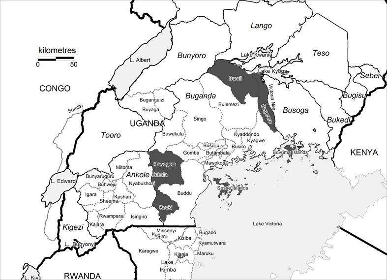 map Uganda 1950s